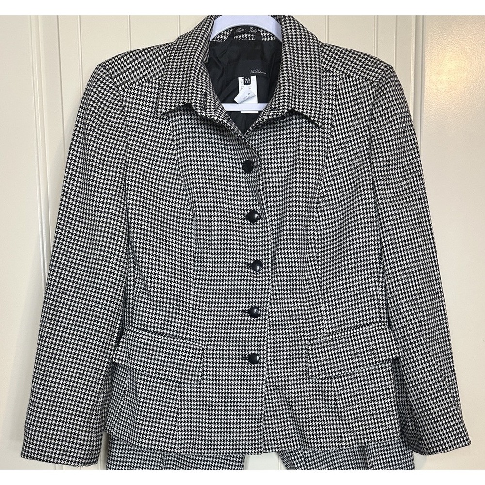 Les Copains WOOL hounds tooth black white‎ blazer size 44 6 made in Italy GUC